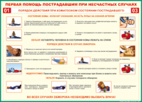 Таблица "Порядок действий при коматозном состоянии пострадавшего" (100х140 сантиметров, винил) - fgospostavki.ru - Грозный