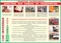 Таблица "Действия при пожаре на предприятии" (100х140 сантиметров, винил) - fgospostavki.ru - Грозный
