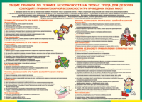 Таблица "Правила безопасности на уроках труда для девочек" (100х140 сантиметров, винил) - fgospostavki.ru - Грозный