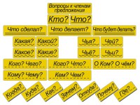 Набор магнитных карточек "Вопросы к членам предложения" (фон жёлтый) - fgospostavki.ru - Грозный