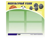 Стенд информационный "Физкультурный уголок" (80х75 сантиметров, 4 кармана, алюминиевый профиль) - fgospostavki.ru - Грозный