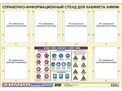 Стенд информационный "Правила техники безопасности в кабинете химии" (80х110, 6 карманов) - fgospostavki.ru - Грозный