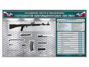 Электрифицированный стенд "Основные части и механизмы автомата Калашникова АК-74М" с полноразмерными, оригинальными макетами деталей и механизмов под стеклом - fgospostavki.ru - Грозный