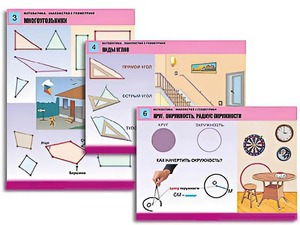Комплект таблиц "Математика. Знакомство с геометрией" (6 таблиц, формат А1, ламинированные) - fgospostavki.ru - Грозный