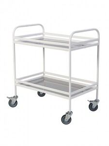 Столик процедурный передвижной металлический с двумя полками из нержавеющей стали с бортиками - fgospostavki.ru - Грозный