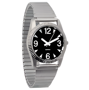 Часы мужские с черным циферблатом на растягивающемся ремешке - fgospostavki.ru - Грозный