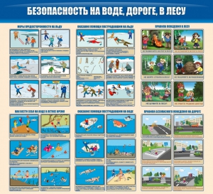 Стенд "Безопасность на воде, дороге, в лесу" - fgospostavki.ru - Грозный