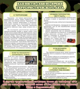 Стенд "Как вести себя во время террористического акта" - fgospostavki.ru - Грозный