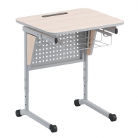 Стол ученический одноместный с перфорированной панелью, наклоном столешницы (0-24°) и корзиной - fgospostavki.ru - Грозный