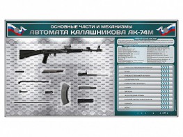 Электрифицированный стенд "Основные части и механизмы автомата Калашникова АК-74М" с полноразмерными, оригинальными макетами деталей и механизмов под стеклом - fgospostavki.ru - Грозный