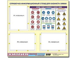 Стенд информационный "Правила техники безопасности в кабинете химии" (75х70, 3 кармана) - fgospostavki.ru - Грозный