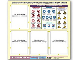Стенд информационный "Правила техники безопасности в кабинете химии" (80х75, 4 кармана) - fgospostavki.ru - Грозный