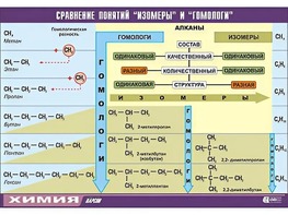 Таблица демонстрационная "Сравнение понятий изомер и гомолог" (винил 70x100) - fgospostavki.ru - Грозный