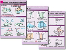 Комплект таблиц по геометрии "Стереометрия. Основные построения в пространстве" (8 таблиц, А1, ламинированные) - fgospostavki.ru - Грозный